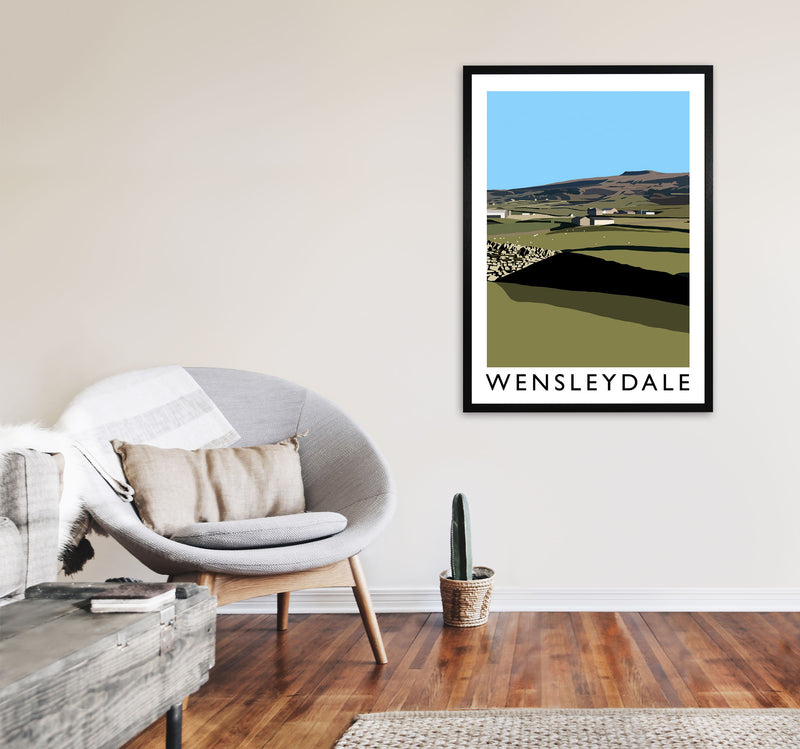 Wensleydale Travel Art Print by Richard O'Neill, Framed Wall Art A1 White Frame