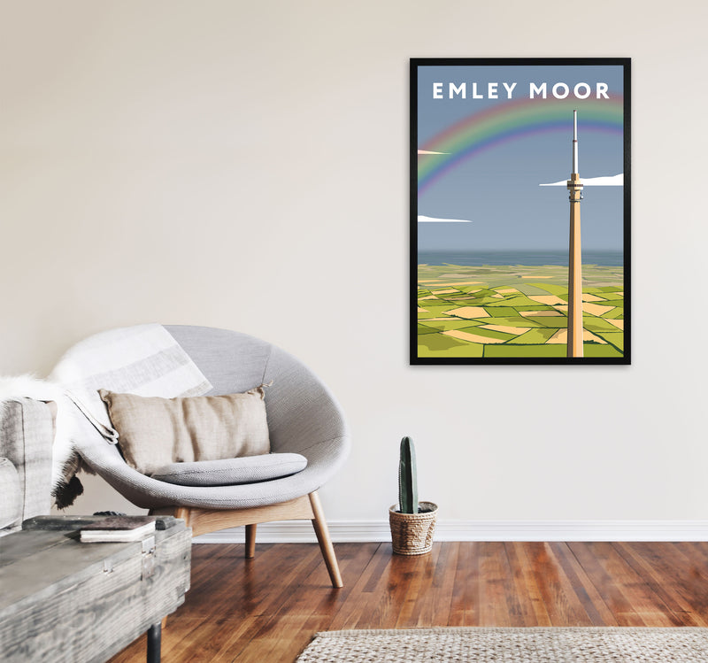 Emley Moor Portrait by Richard O'Neill A1 White Frame