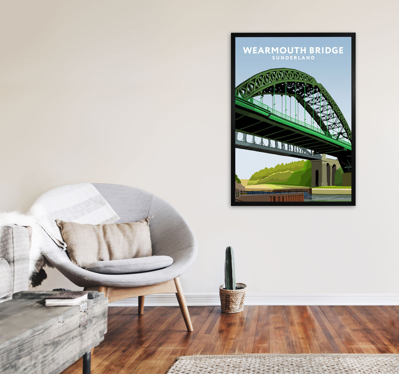 Wearmouth Bridge Portrait by Richard O'Neill A1 White Frame
