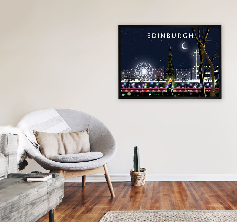 Edinburgh Night by Richard O'Neill A1 White Frame