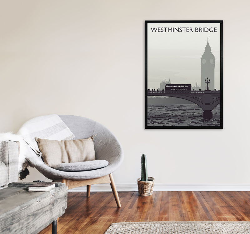 Westminster Bridge portrait by Richard O'Neill A1 White Frame