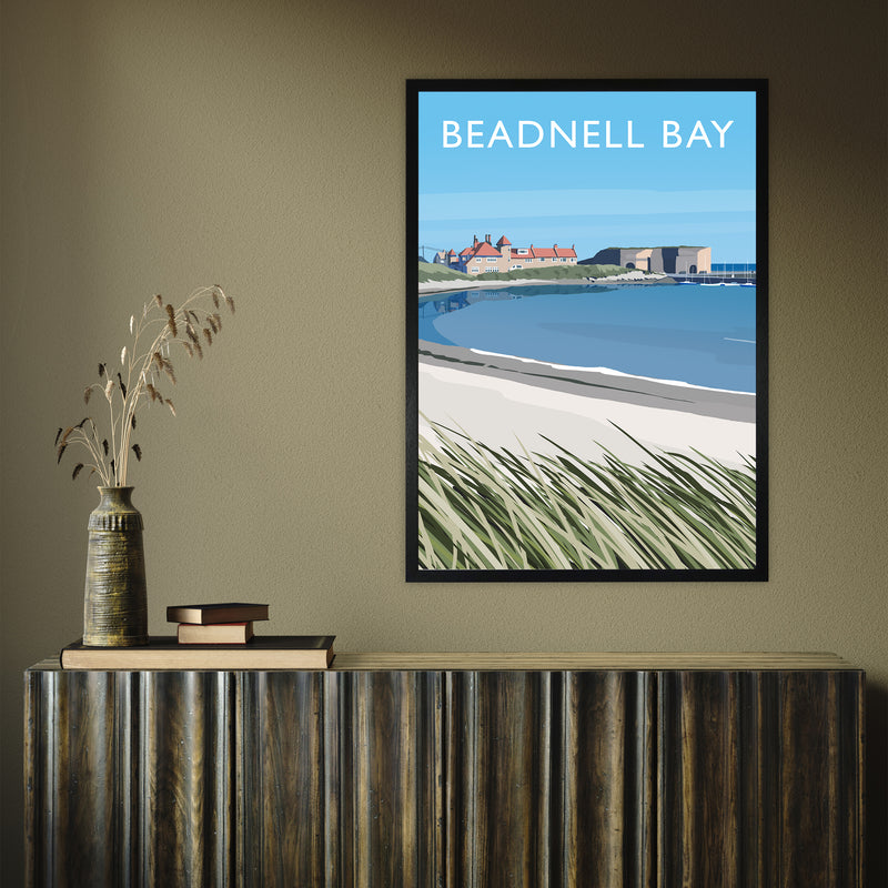 Beadnell Bay portrait by Richard O'Neill A1 Black Frame