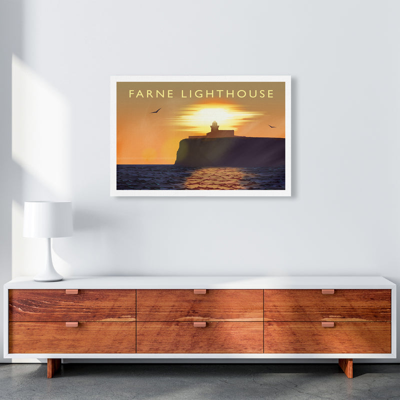 Farne Lighthouse Travel Art Print by Richard O'Neill A1 Canvas