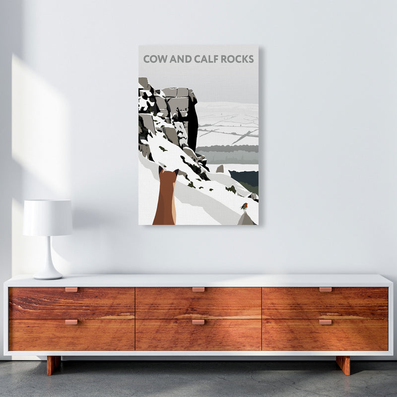 Cow And Calf Rocks In Snow Portrait by Richard O'Neill A1 Canvas