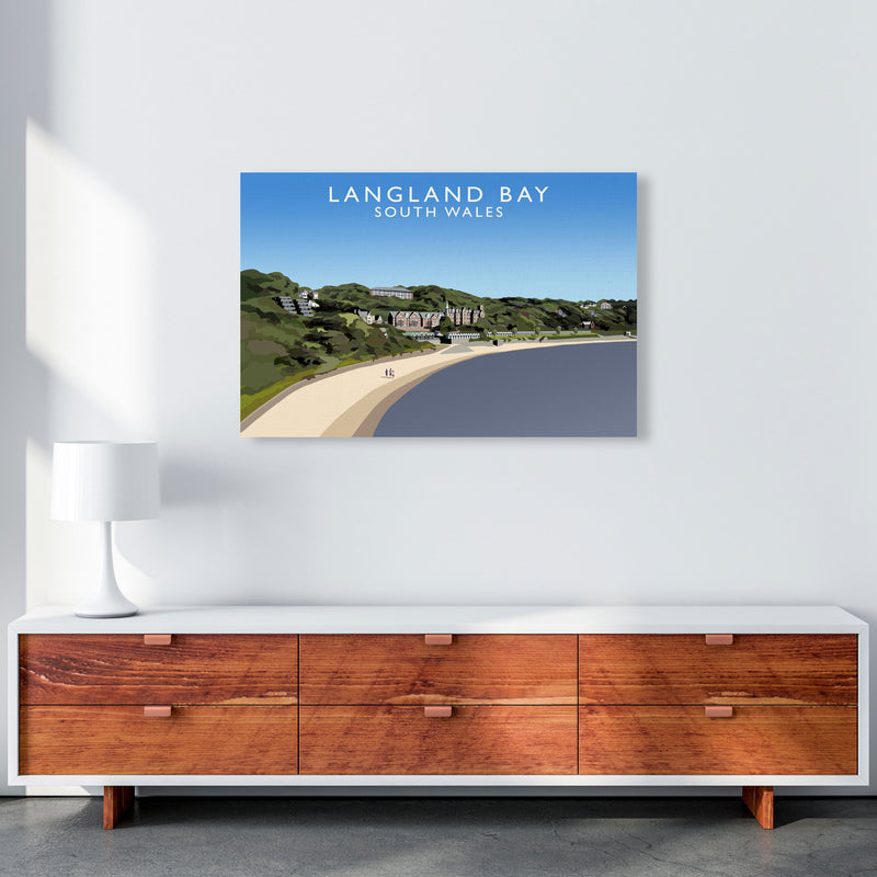 Langland Bay Travel Art Print by Richard O'Neill, Framed Wall Art A1 Canvas