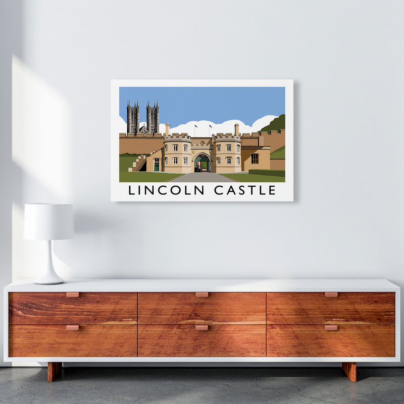 Lincoln Castle Travel Art Print by Richard O'Neill, Framed Wall Art A1 Canvas