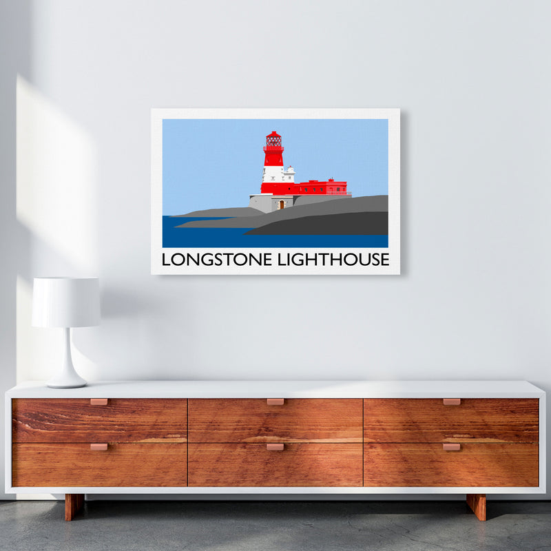 Longstone Lighthouse Travel Art Print by Richard O'Neill, Framed Wall Art A1 Canvas
