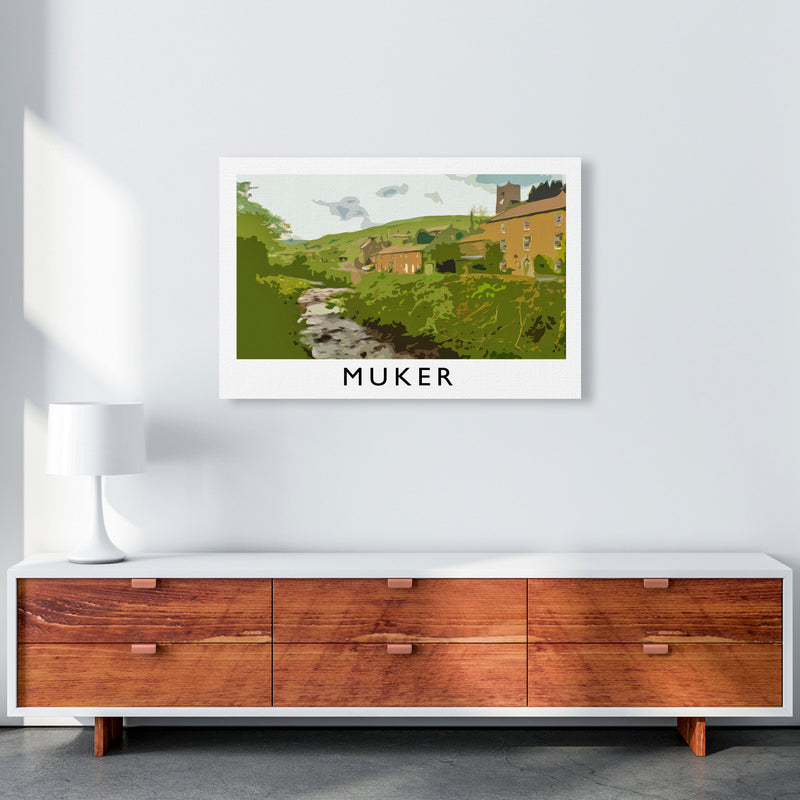 Muker Travel Art Print by Richard O'Neill, Framed Wall Art A1 Canvas