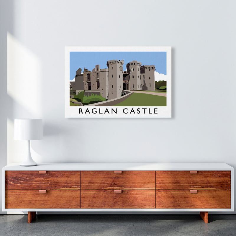 Raglan Castle Travel Art Print by Richard O'Neill, Framed Wall Art A1 Canvas
