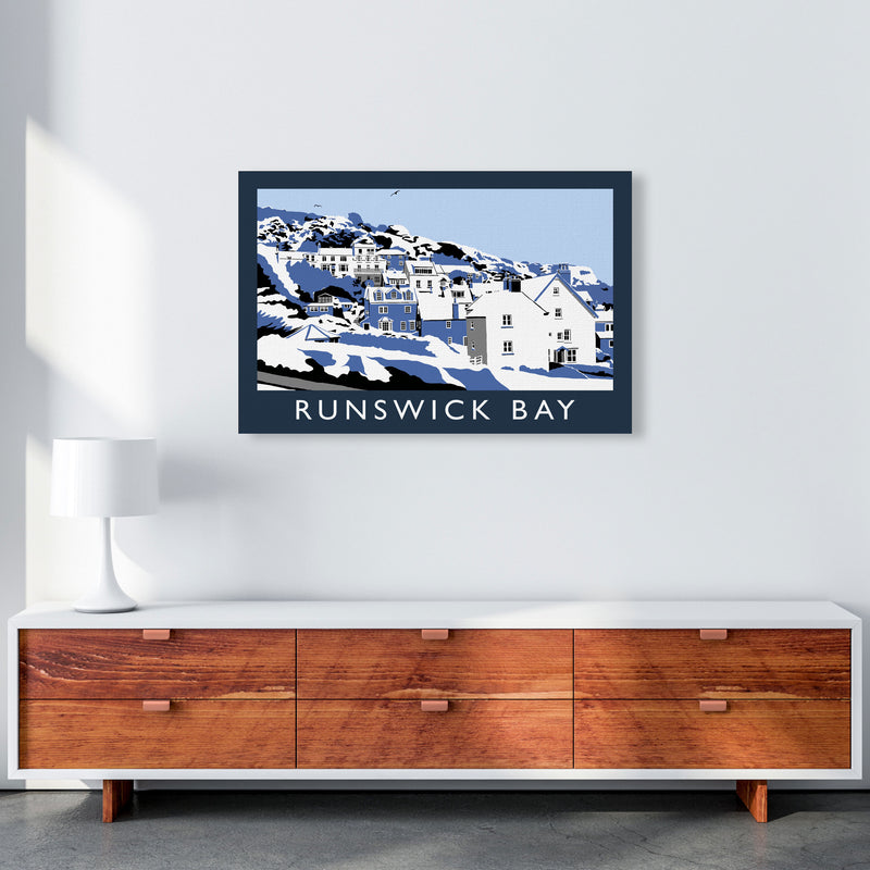 Runswick Bay Travel Art Print by Richard O'Neill, Framed Wall Art A1 Canvas