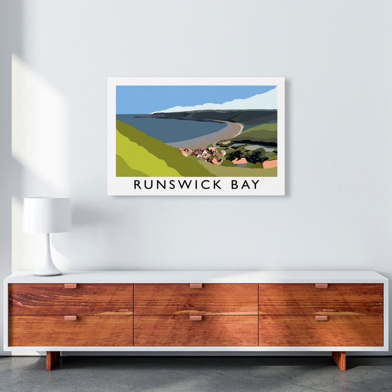 Runswick Bay Travel Art Print by Richard O'Neill, Framed Wall Art A1 Canvas