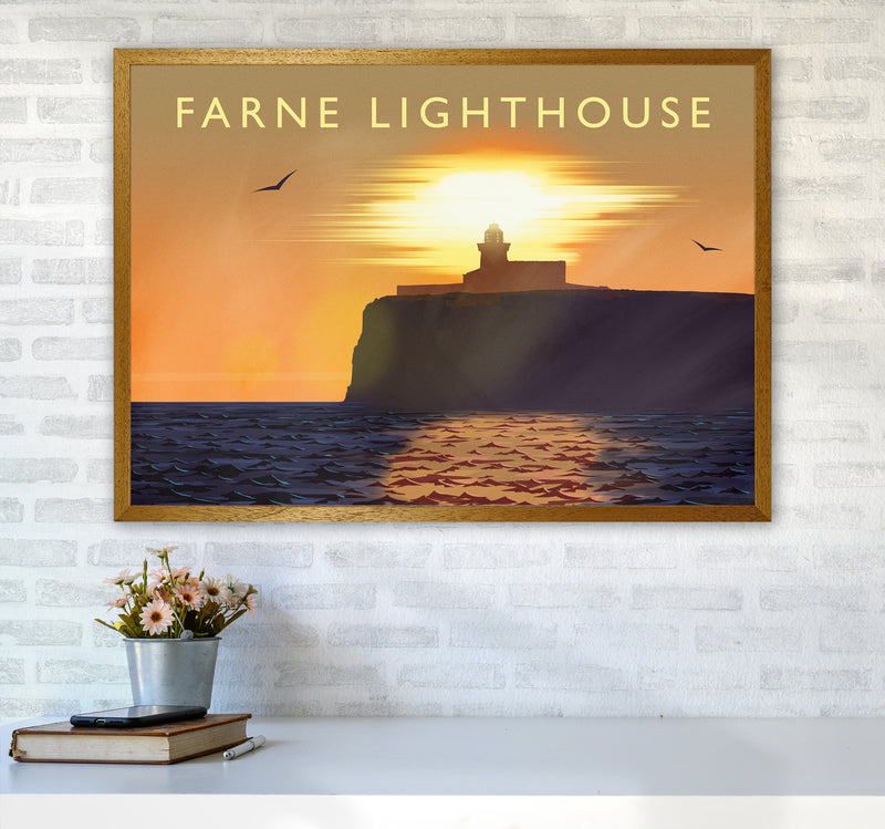 Farne Lighthouse Travel Art Print by Richard O'Neill A1 Print Only