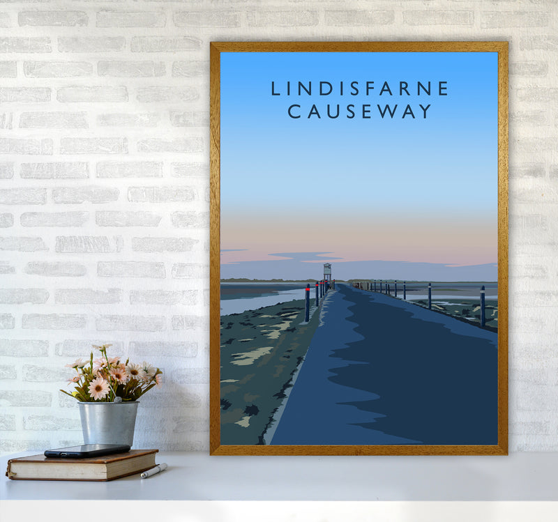 Lindisfarne Causeway portrait Travel Art Print by Richard O'Neill A1 Print Only