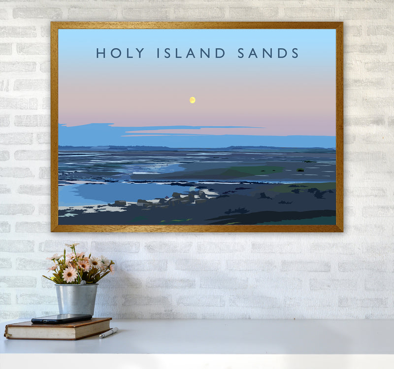 Holy Island Sands Travel Art Print by Richard O'Neill A1 Print Only
