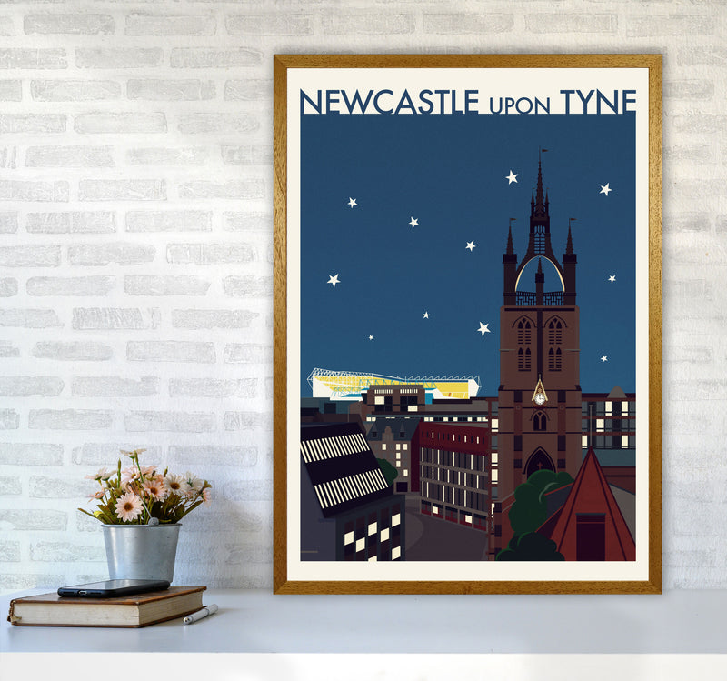 Newcastle upon Tyne 2 (Night) Travel Art Print by Richard O'Neill A1 Print Only