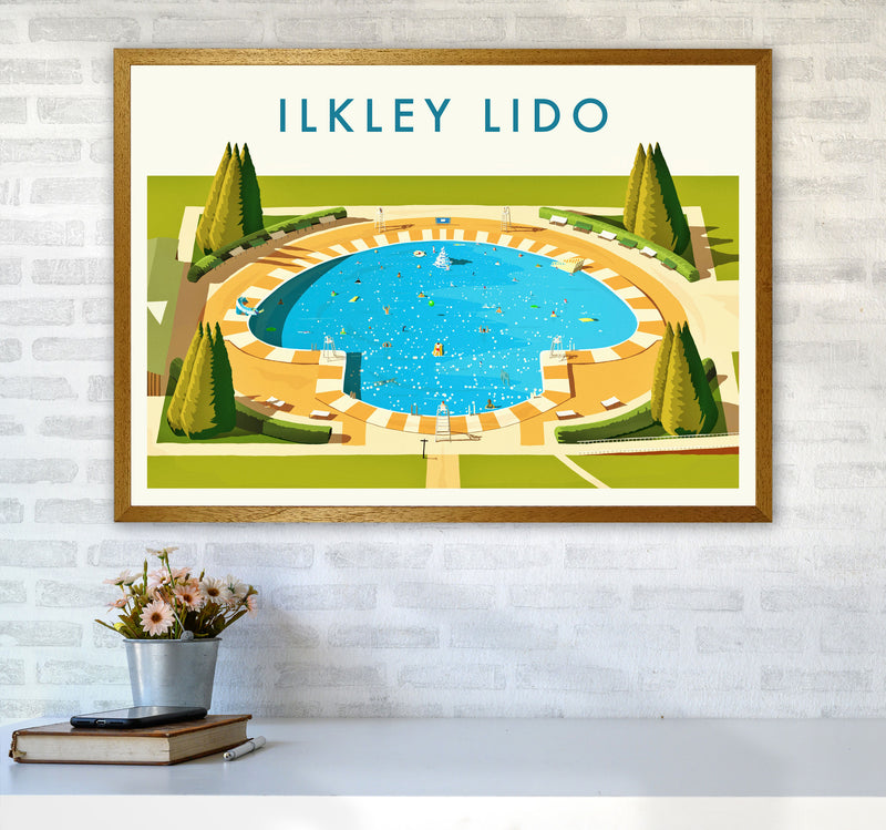 Ilkley Lido Travel Art Print by Richard O'Neill A1 Print Only