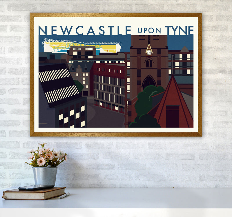 Newcastle upon Tyne 2 (Night) landscape Travel Art Print by Richard O'Neill A1 Print Only