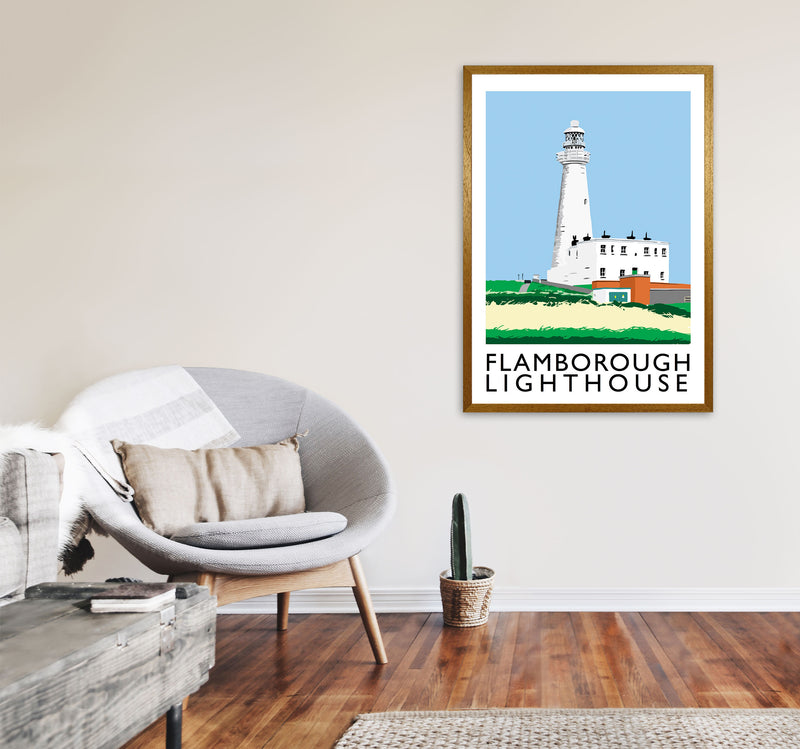 Flamborough Lighthouse Framed Digital Art Print by Richard O'Neill A1 Print Only