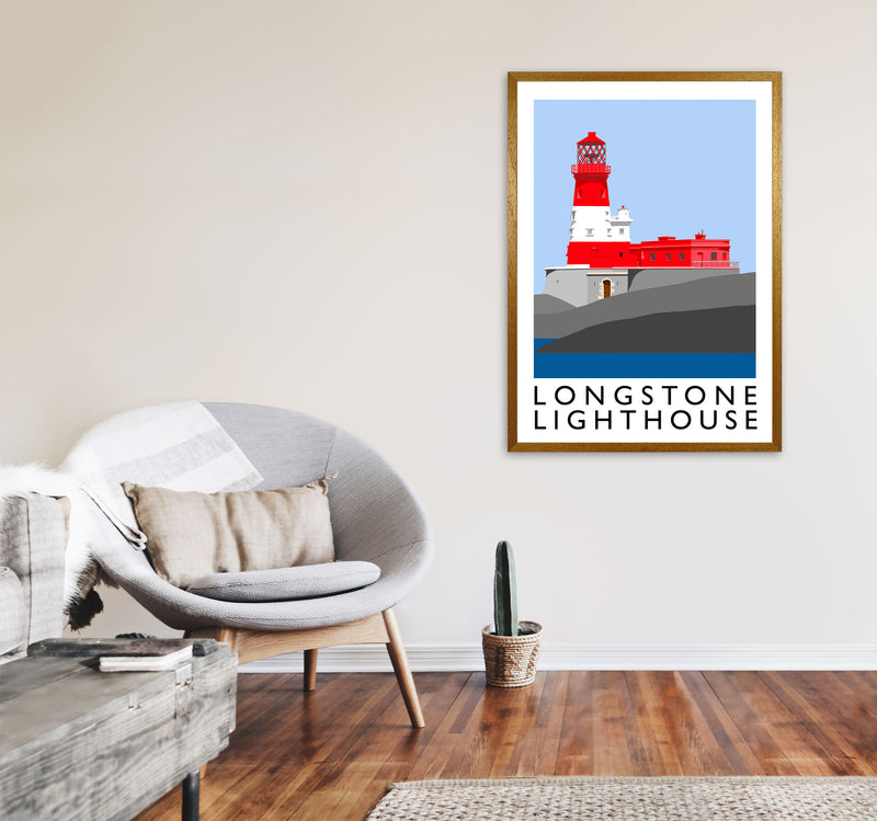 Longstone Lighthouse Framed Digital Art Print by Richard O'Neill A1 Print Only