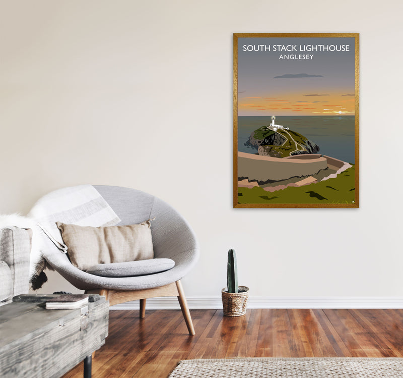 South Stack Lighthouse Anglesey Framed Digital Art Print by Richard O'Neill A1 Print Only