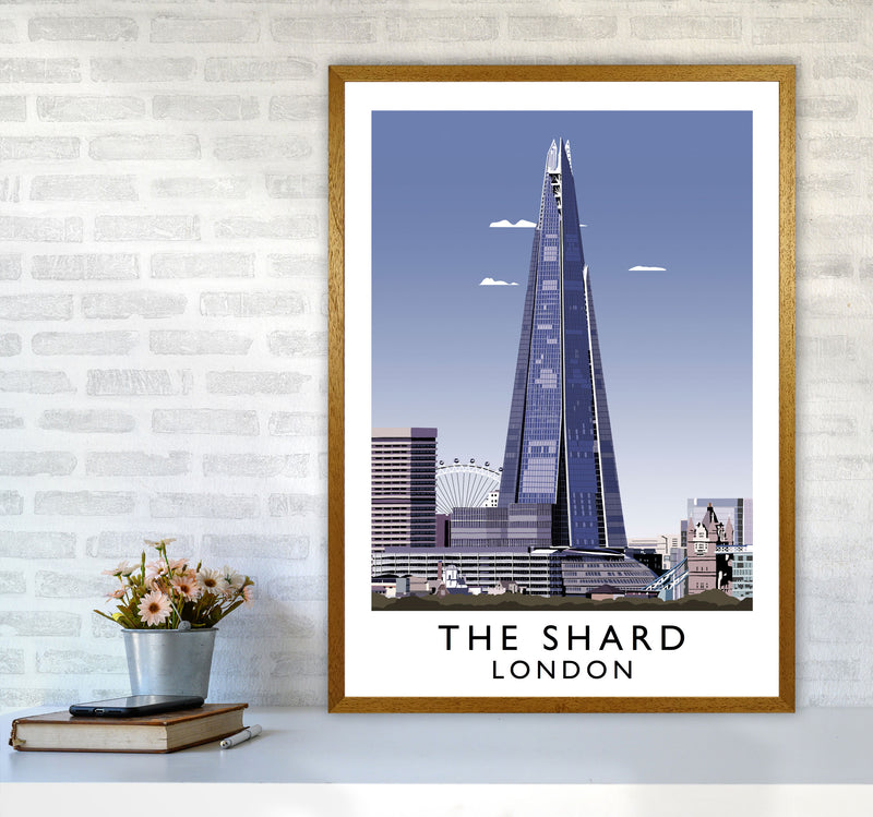 The Shard London Vintage Travel Art Poster by Richard O'Neill, Framed Wall Art Print, Cityscape, Landscape Art Gifts A1 Print Only