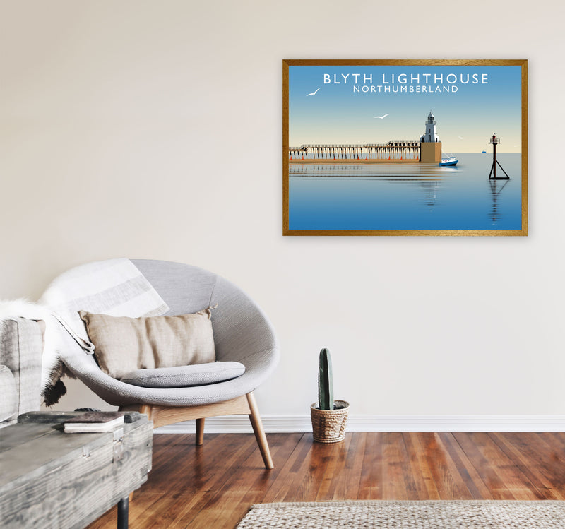 Blyth Lighthouse Northumberland Framed Digital Art Print by Richard O'Neill A1 Print Only