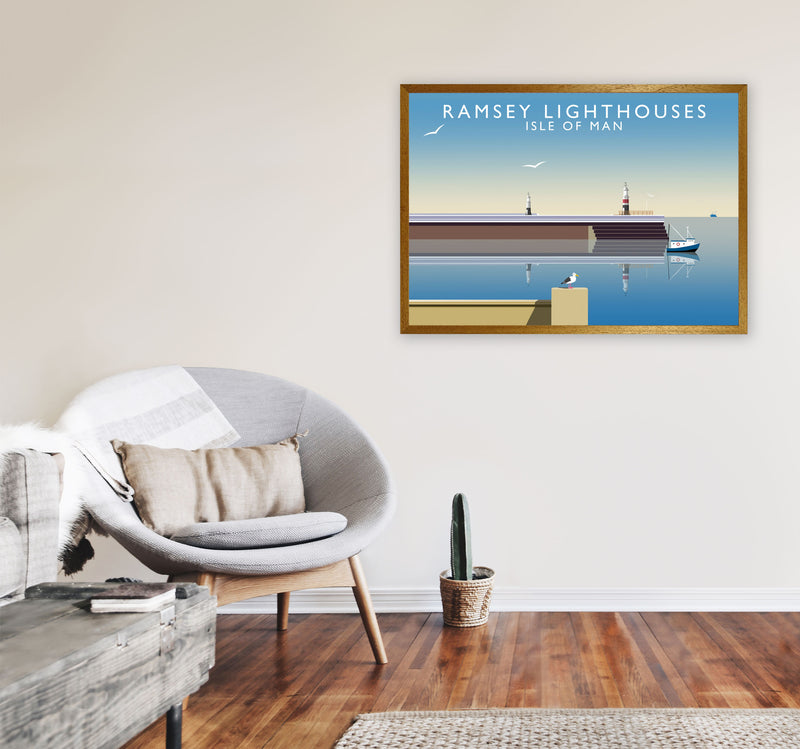Ramsey Lighthouses Isle of Man Art Print by Richard O'Neill A1 Print Only