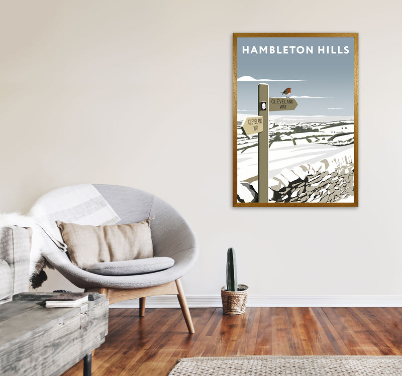 Hambleton Hills In Snow Portrait by Richard O'Neill A1 Print Only