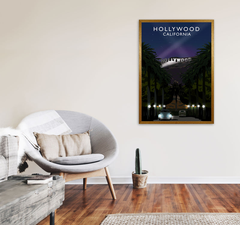 Hollywood California Travel Art Print by Richard O'Neill, Framed Wall Art A1 Print Only
