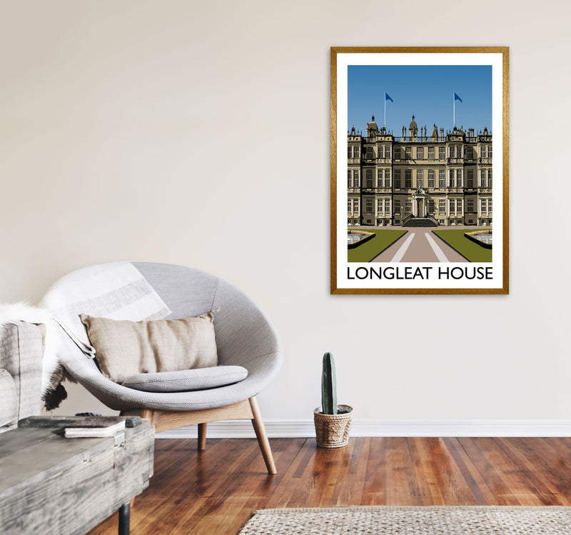 Longleat House Travel Art Print by Richard O'Neill, Framed Wall Art A1 Print Only