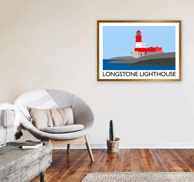 Longstone Lighthouse Travel Art Print by Richard O'Neill, Framed Wall Art A1 Print Only