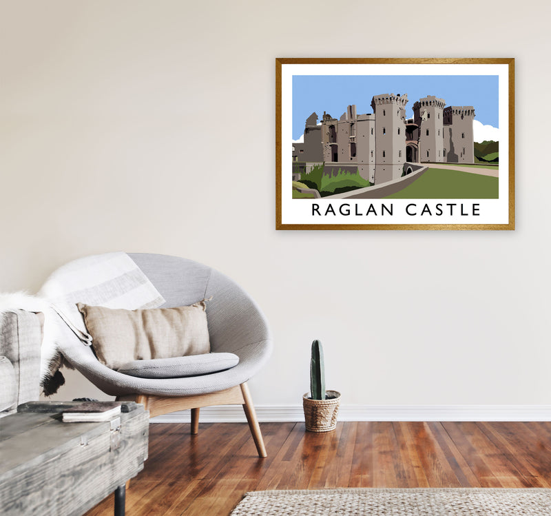 Raglan Castle Travel Art Print by Richard O'Neill, Framed Wall Art A1 Print Only