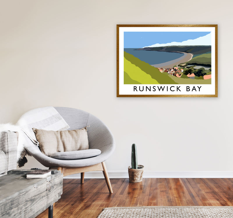 Runswick Bay Travel Art Print by Richard O'Neill, Framed Wall Art A1 Print Only
