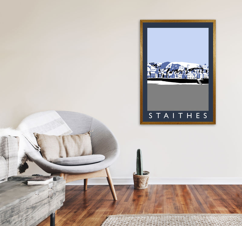 Staithes Travel Art Print by Richard O'Neill, Framed Wall Art A1 Print Only