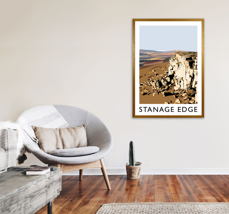 Stanage Edge Travel Art Print by Richard O'Neill, Framed Wall Art A1 Print Only
