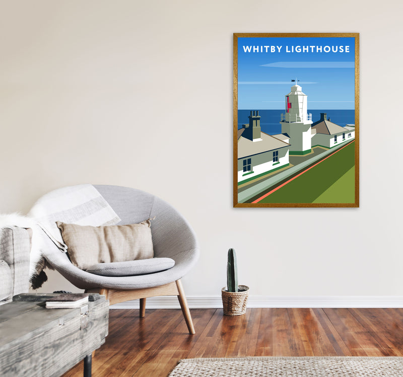 Whitby Lighthouse Travel Art Print by Richard O'Neill, Framed Wall Art A1 Print Only