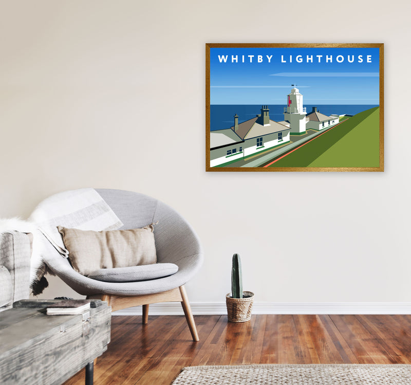 Whitby Lighthouse Digital Art Print by Richard O'Neill, Framed Wall Art A1 Print Only