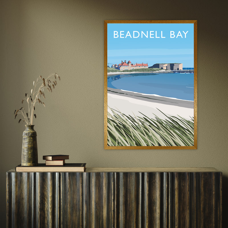 Beadnell Bay portrait by Richard O'Neill A1 Oak Frame