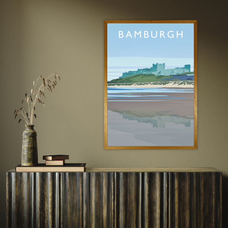 Bamburgh portrait by Richard O'Neill A1 Oak Frame