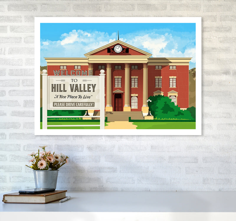 Hill Valley 1955 Revised Art Print by Richard O'Neill A1 Black Frame