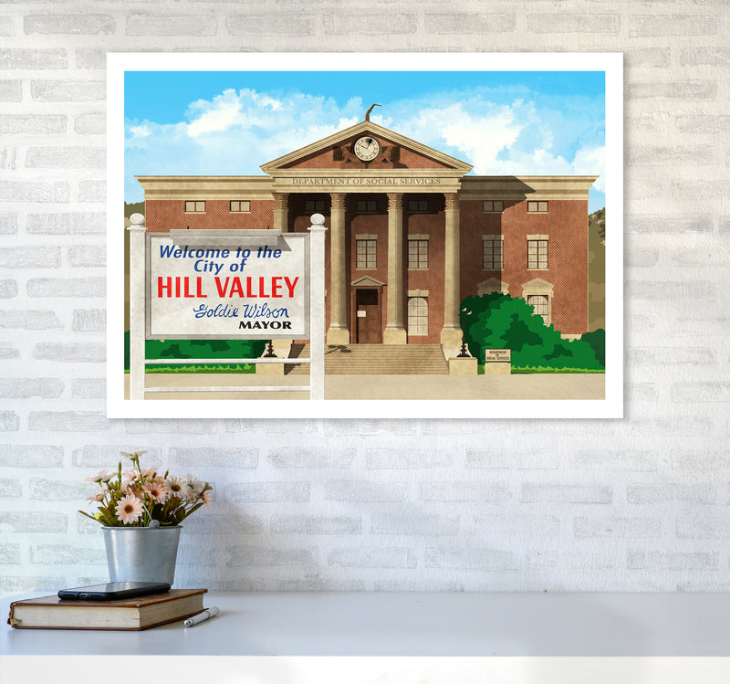 Hill Valley 1985 Revised Art Print by Richard O'Neill A1 Black Frame