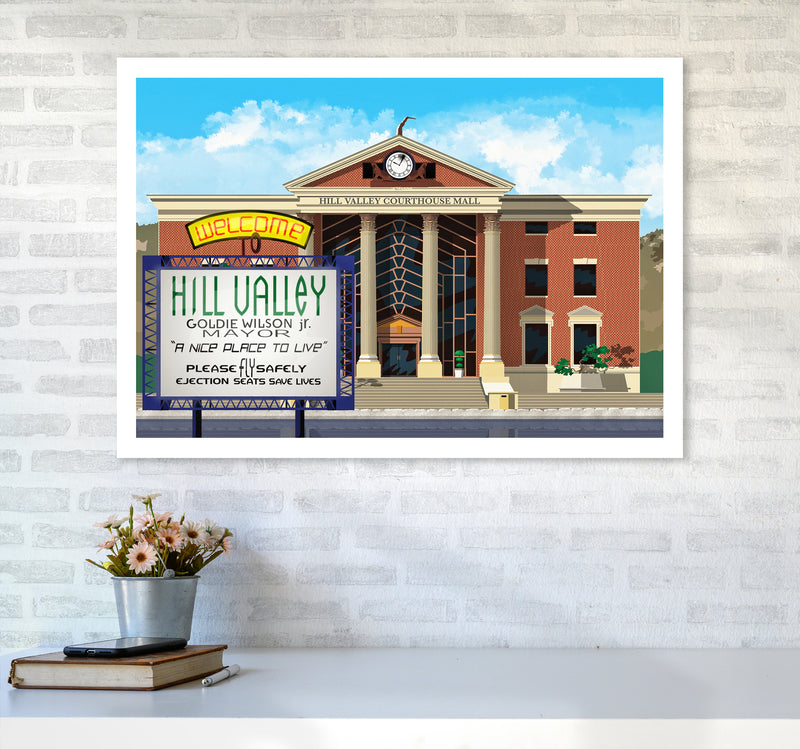 Hill Valley 2015 Revised Art Print by Richard O'Neill A1 Black Frame