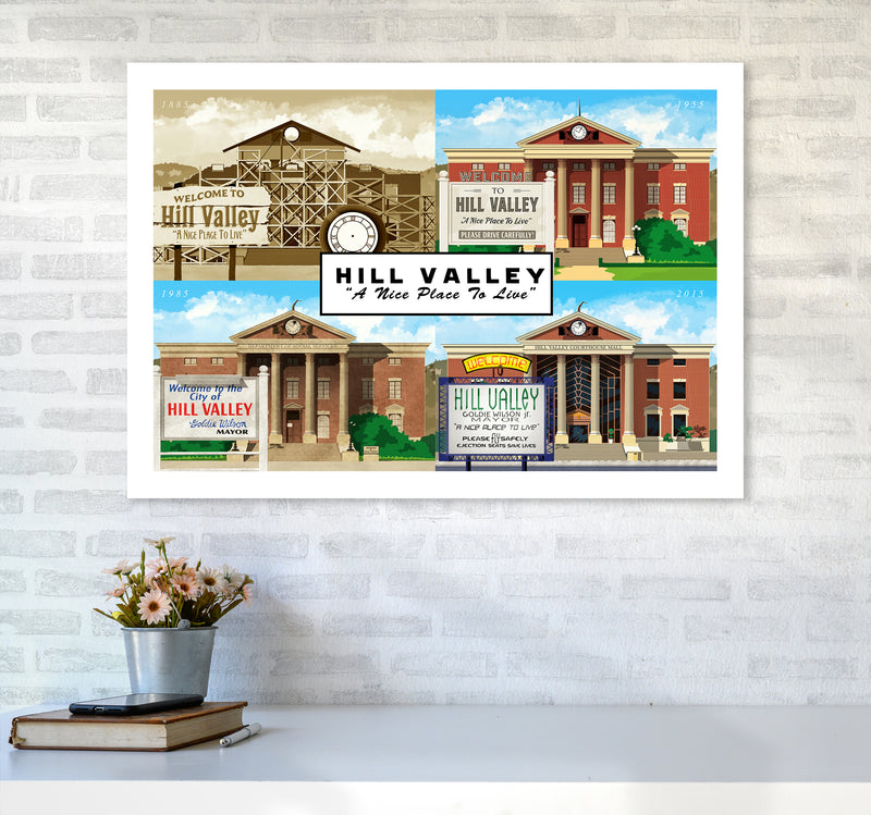 Hill Valley - A Nice Place To Live Art Print by Richard O'Neill A1 Black Frame