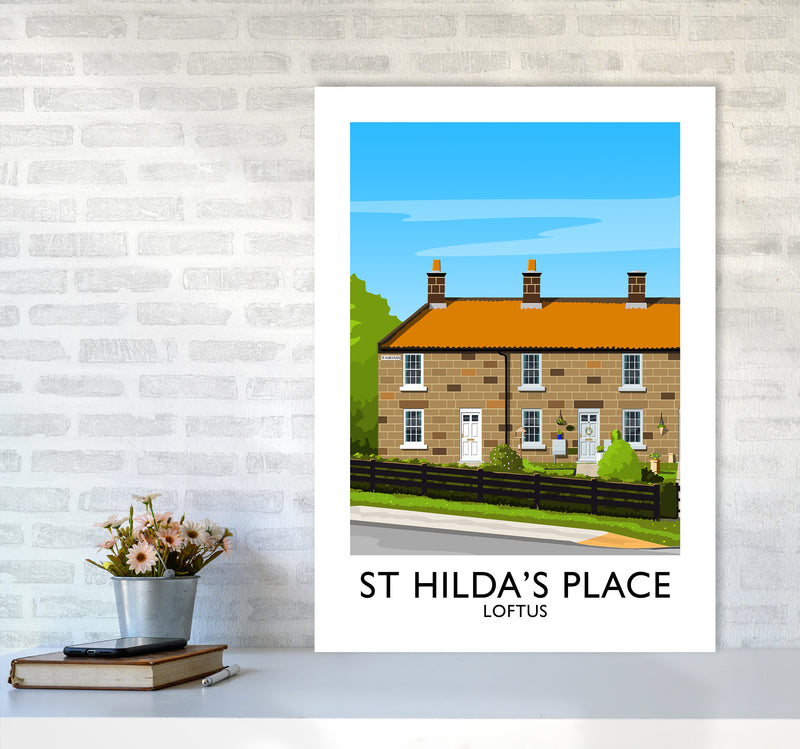 St Hilda's Place Portrait Art Print by Richard O'Neill A1 Black Frame