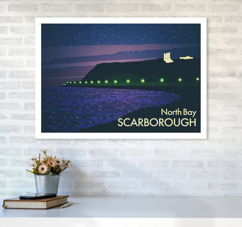North Bay Scarborough (Night) Art Print by Richard O'Neill A1 Black Frame