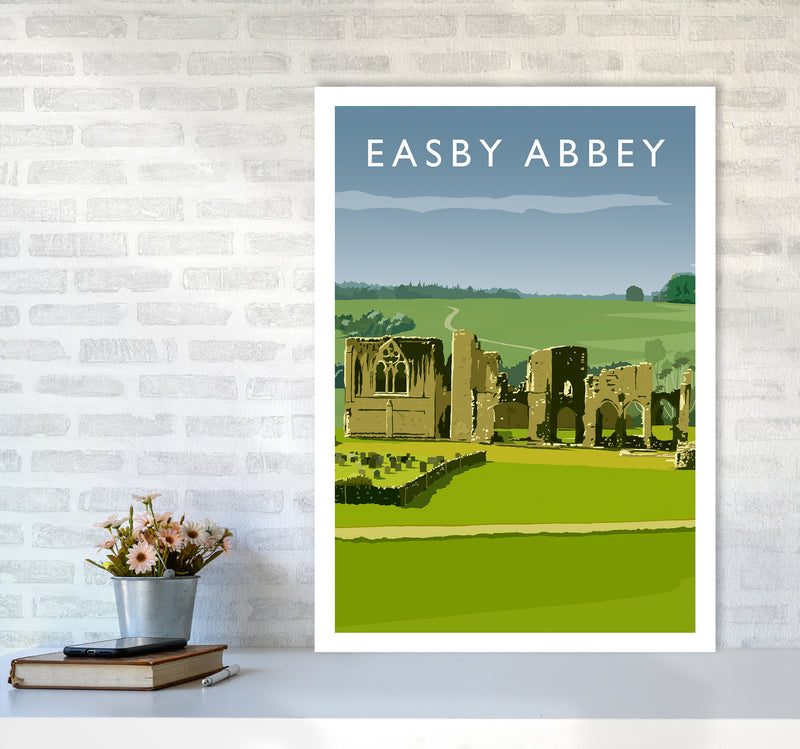 Easby Abbey Portrait Art Print by Richard O'Neill A1 Black Frame