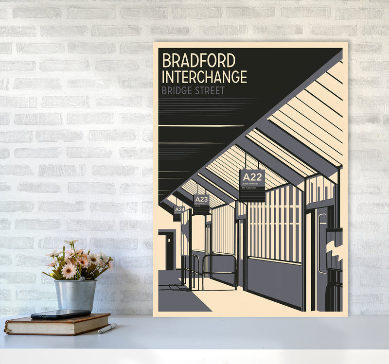 Bradford Interchange, Bridge Street portrait Travel Art Print by Richard O'Neill A1 Black Frame