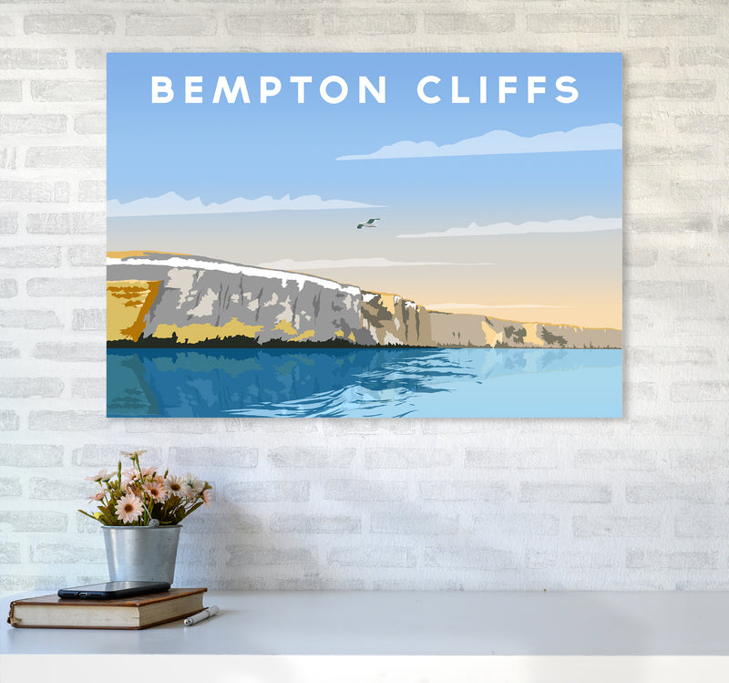 Bempton Cliffs Travel Art Print by Richard O'Neill A1 Black Frame