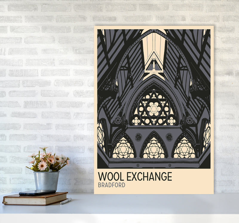Wool Exchange, Bradford Travel Art Print by Richard O'Neill A1 Black Frame