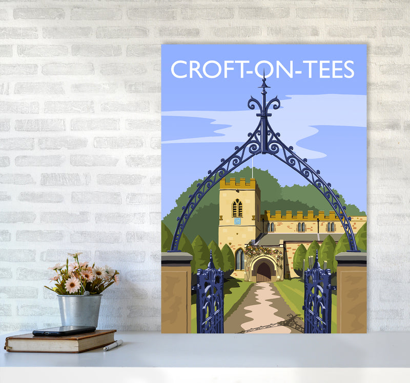 Croft-on-Tees Travel Art Print by Richard O'Neill A1 Black Frame